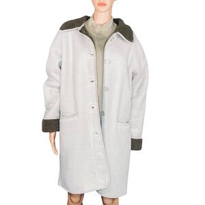 Fu Da New York Oversized Sherpa Coat Winter Warm Cozy Outerwear Cuffed Sleeve Lg